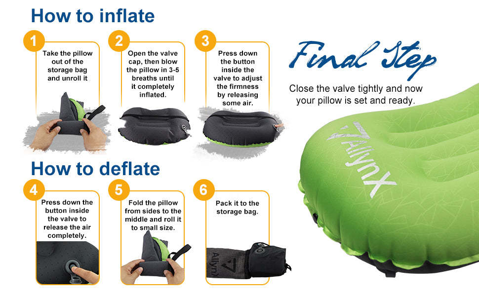 Qunclay 12 Pack Inflatable Camping Pillow with Storage Bags